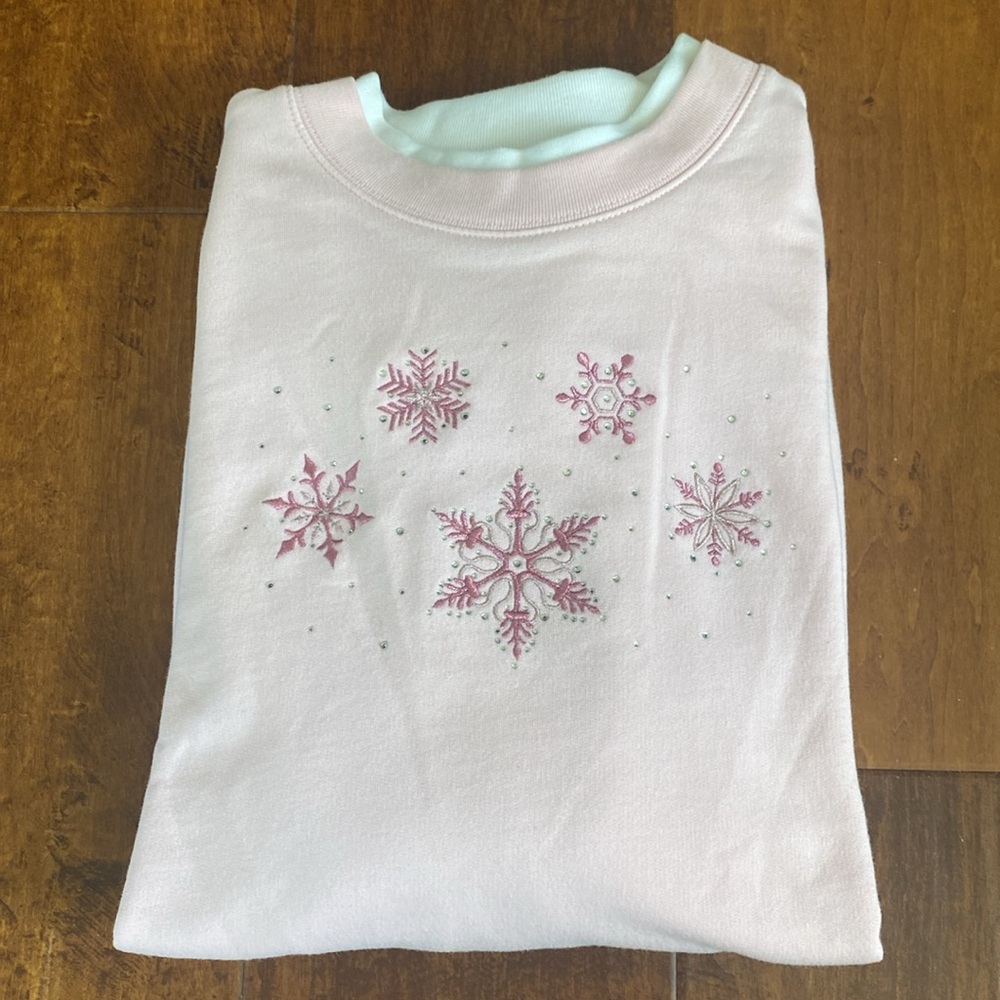 M & C Sportswear Pink Snowflake Sweatshirt
